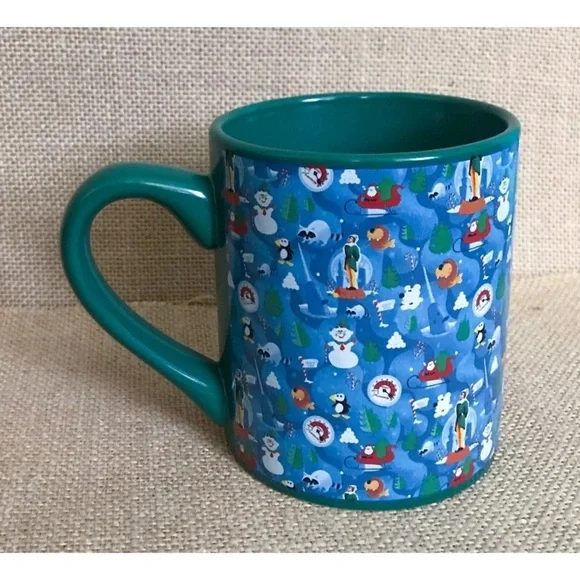 Elf The Movie North Pole Coffee Mug 14 Oz. Cup Green Patterned Holiday Christmas - Picture 3 of 8